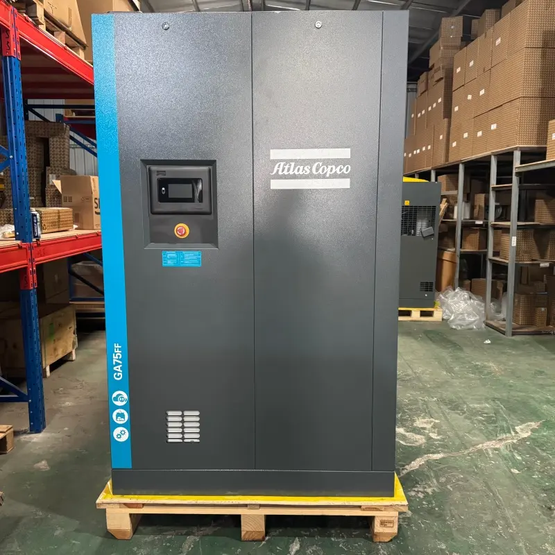 Compressor de parafuso com injeção de óleo Atlas Copco GA75FF 75 kW 100 HP Secador integrado genuíno
